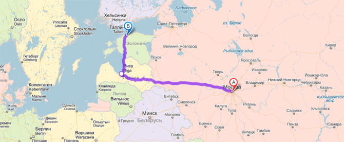 маршрут Таллин-Москва